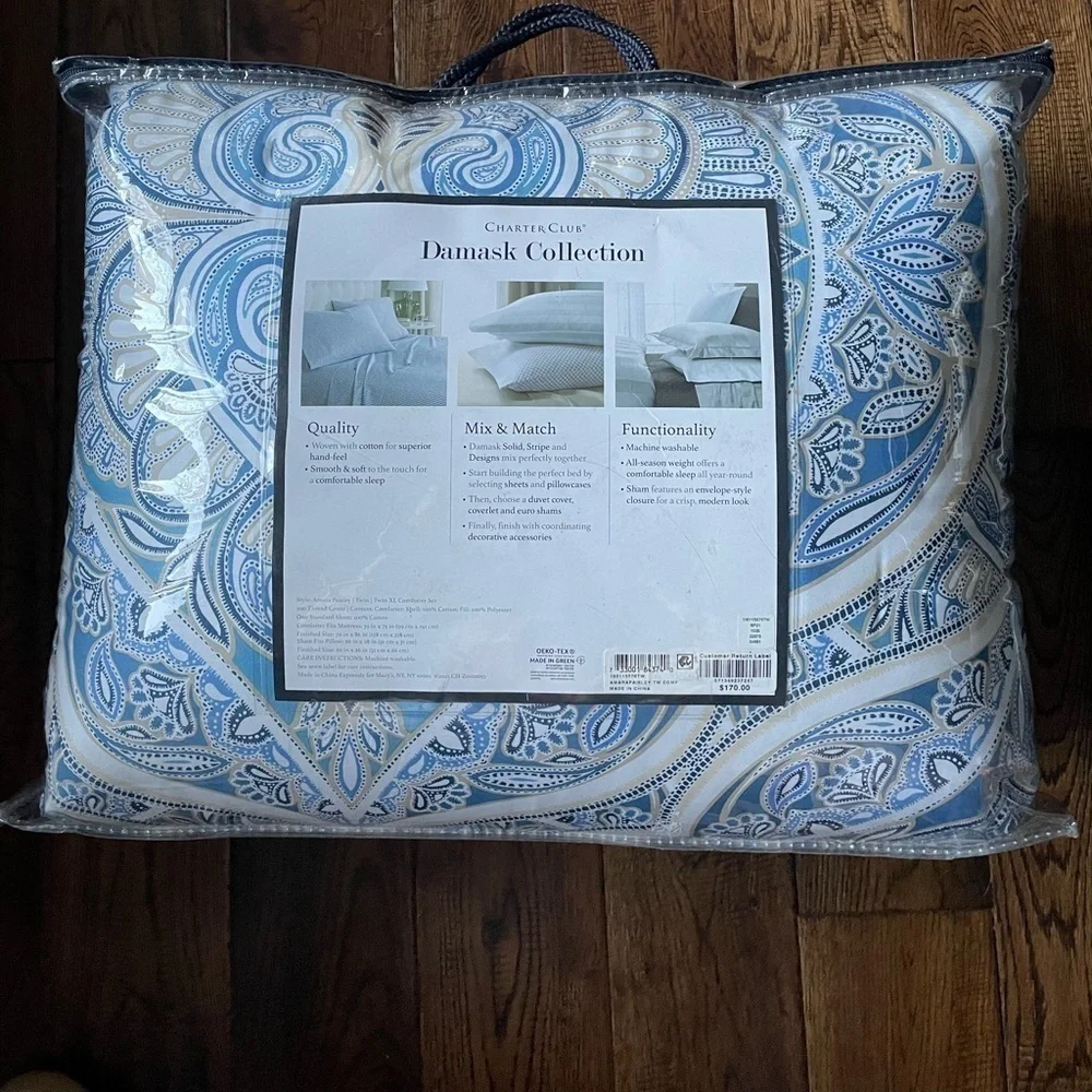 NWT CHARTER CLUB DAMASK Designs Twin/TwinXL 2PC Comforter Set